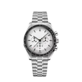 Racing Chrono Pro 42 – White Dial With Black Accents | Leather Strap